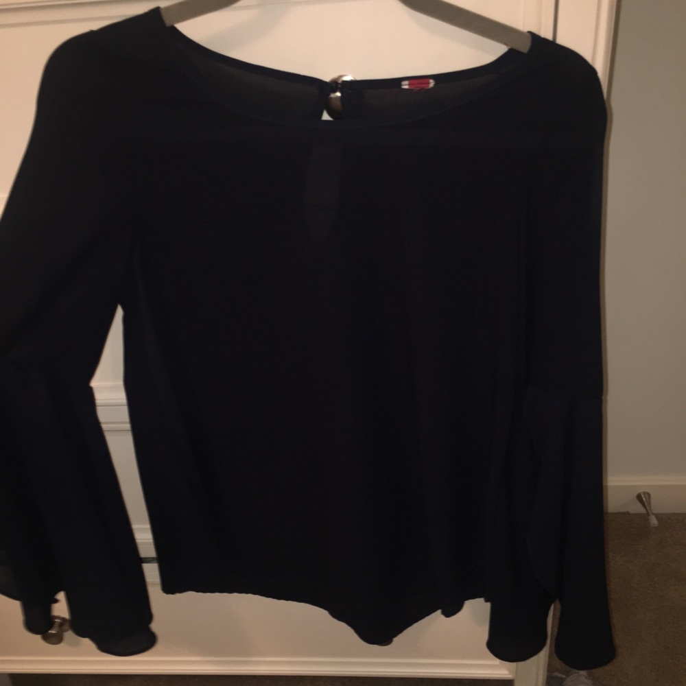 Navy bell sleeve shirt